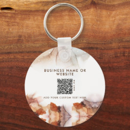 Stijlvolle Oranje inkt Logo & QR Code Company Sleu Sleutelhanger