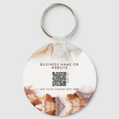 Stijlvolle Oranje inkt Logo & QR Code Company Sleu Sleutelhanger (Achterkant)