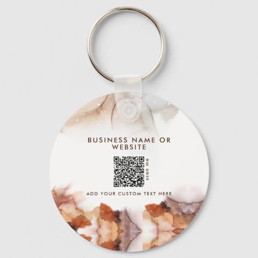 Stijlvolle Oranje inkt Logo & QR Code Company Sleu Sleutelhanger (Achterkant)