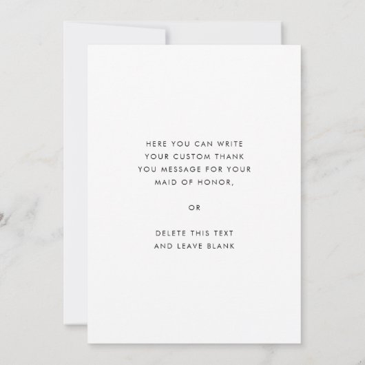 Stijlvolle Oranje Maid of Honor dank u Fotokaart Kaart (Achterkant)