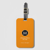 Stijlvolle Oranje monogram Tangerine Bagagelabel (Voorkant (verticaal))