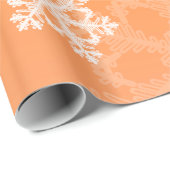 Stijlvolle Oranje sneeuwvlokken Modern kerstpatroo Cadeaupapier (Rol Hoek)