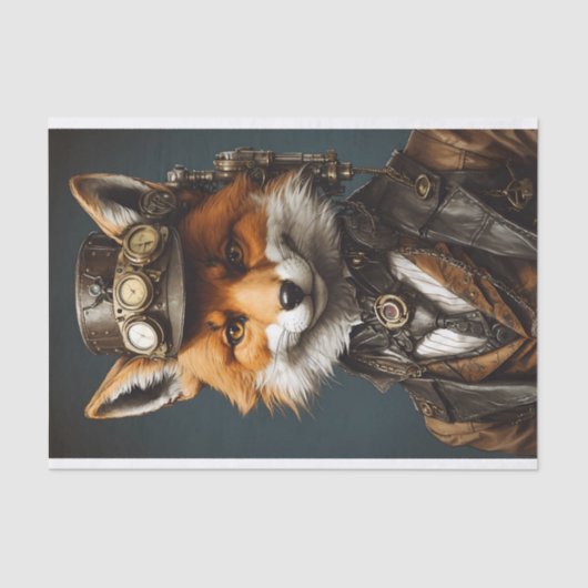 Stijlvolle Oranje Steampunk Fox Tissuepapier (Voorkant)