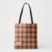 Stijlvolle Oranje & zwarte Herfst kleur Plaid Shou Tote Bag (Voorkant)