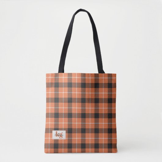 Stijlvolle Oranje & zwarte Herfst kleur Plaid Shou Tote Bag (Voorkant)