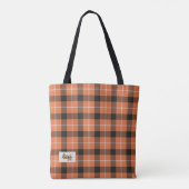 Stijlvolle Oranje & zwarte Herfst kleur Plaid Shou Tote Bag (Achterkant)