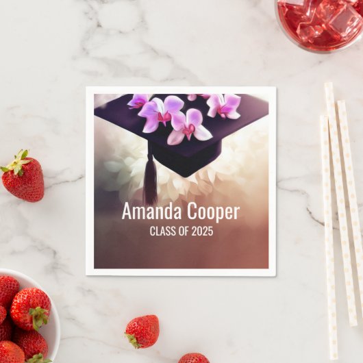 Stijlvolle orchidee Afstuderen papier servet (Insitu)