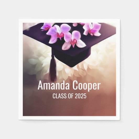 Stijlvolle orchidee Afstuderen papier servet (Voorkant)