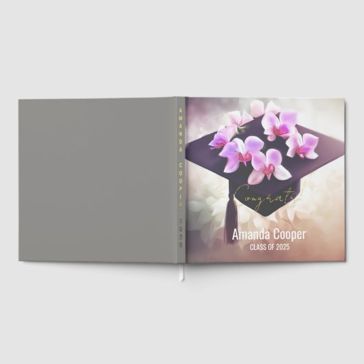 Stijlvolle Orchideeën Afstuderen Folie Guestbook Gastenboek (Volledig)