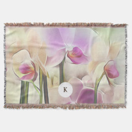 Stijlvolle orchideeën | Voeg uw Initiaal toe Deken