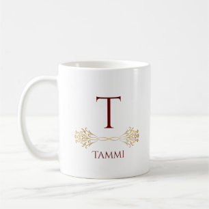 Stijlvolle originele monogram naam vrolijk kerstfe koffiemok