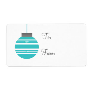 Stijlvolle Ornament Holiday Gift Labels, Turquoise Etiket