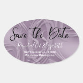 Stijlvolle oude lavendelstreken "Save the Date" Ovale Sticker (Voorkant)