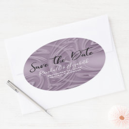 Stijlvolle oude lavendelstreken "Save the Date" Ovale Sticker