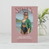 Stijlvolle ovale foto en handtekening 60e verjaard kaart (Staand voorkant)