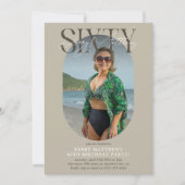 Stijlvolle ovale foto en handtekening 60e verjaard kaart (Voorkant)