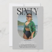 Stijlvolle ovale foto en handtekening 60e verjaard kaart (Voorkant)