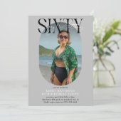 Stijlvolle ovale foto en handtekening 60e verjaard kaart (Staand voorkant)