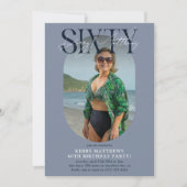 Stijlvolle ovale foto en handtekening 60e verjaard kaart (Voorkant)