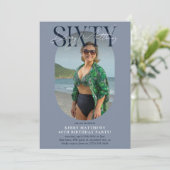 Stijlvolle ovale foto en handtekening 60e verjaard kaart (Staand voorkant)