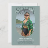 Stijlvolle ovale foto en handtekening 60e verjaard kaart (Voorkant)