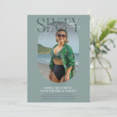 Stijlvolle ovale foto en handtekening 60e verjaard kaart (Staand voorkant)