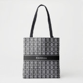 Stijlvolle ovale geometrische vorm in zwart-wit tote bag (Voorkant)