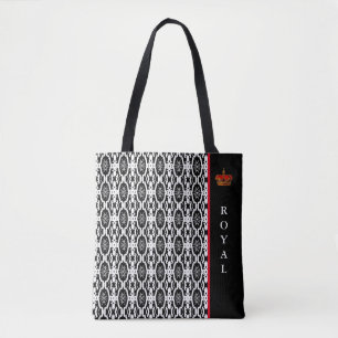 Stijlvolle ovale geometrische vorm in zwart-wit tote bag