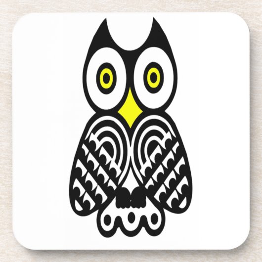 Stijlvolle Owl in zwart Bier Onderzetter (Voorkant)