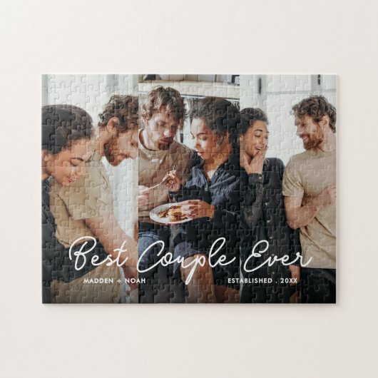 Stijlvolle paar foto script typografie collage legpuzzel (Horizontaal)