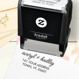 Stijlvolle paar script kalligrafie bruiloft adres  zelfinktende stempel