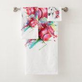 Stijlvolle paardenhanddoek met waterkleurbloemen bad handdoek (Insitu)