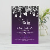 Stijlvolle Paarse 30e verjaardagsfeestje Kaart (Staand voorkant)