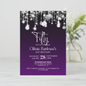 Stijlvolle Paarse 50ste verjaardag Kaart (Staand voorkant)