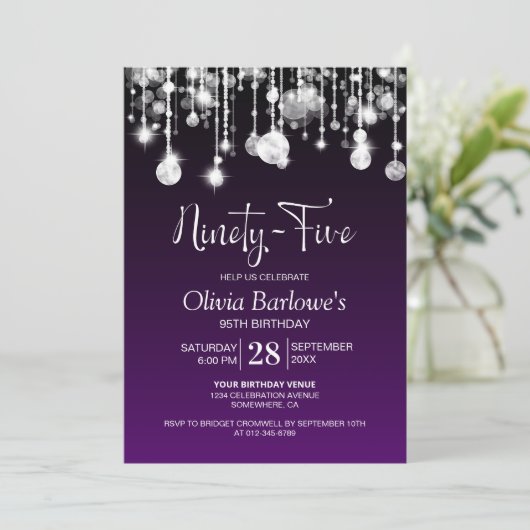 Stijlvolle Paarse 95e verjaardag Kaart (Staand voorkant)