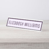 Stijlvolle Paarse aangepaste naam Bureau Naambordje (Voorkant)