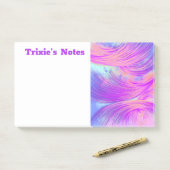 Stijlvolle Paarse Abstracte veren Post-it® Notes (Op bureau)