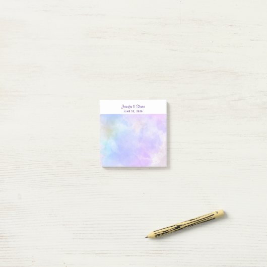 Stijlvolle Paarse Abstracte Waterverf bruiloft Post-it® Notes (Op bureau)