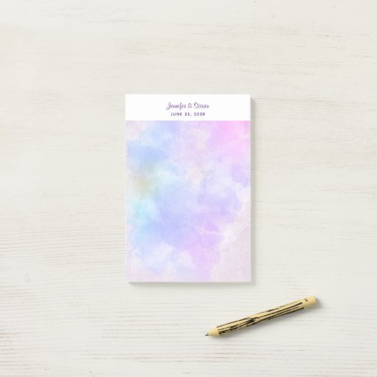 Stijlvolle Paarse Abstracte Waterverf bruiloft Post-it® Notes (Op bureau)