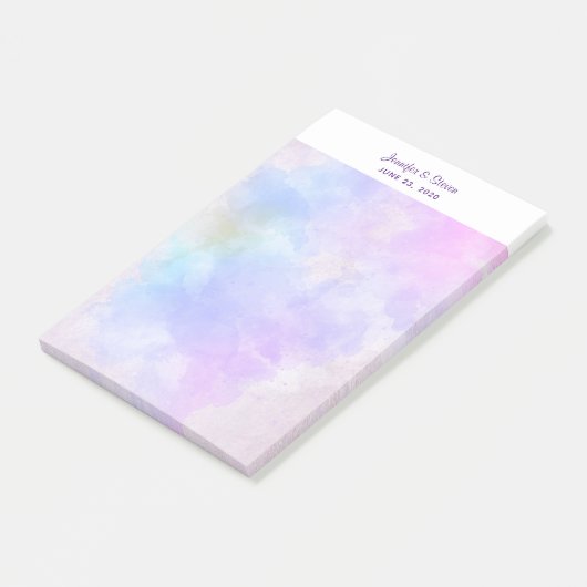 Stijlvolle Paarse Abstracte Waterverf bruiloft Post-it® Notes (Schuin)