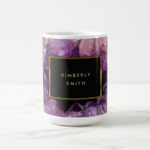 Stijlvolle paarse amethist edelsteen geode monogra koffiemok (Center)