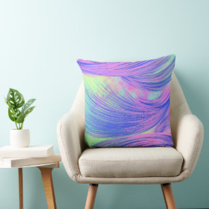 Stijlvolle paarse blauw Abstract Veren Kussen