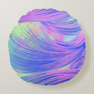 Stijlvolle paarse blauw Abstract Veren Rond Kussen