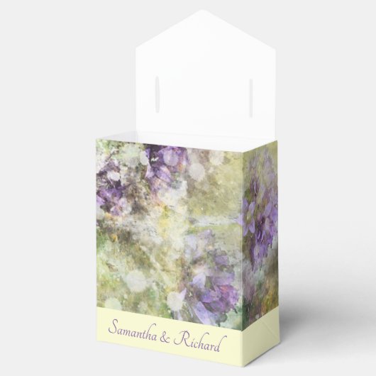 Stijlvolle paarse bloem bedankdoosjes (Geopend)