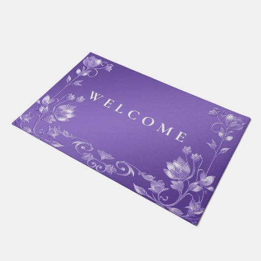 Stijlvolle Paarse bloemdekmat Deurmat (Schuin)