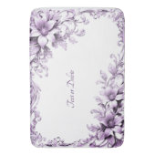Stijlvolle paarse bloemen badmat (Voorkant Verticaal)