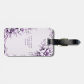 Stijlvolle paarse bloemen bagagelabel (Achterkant horizontaal)