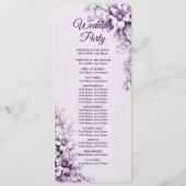 Stijlvolle paarse bloemen bruiloft programma programmakaart (Achterkant)