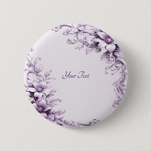 Stijlvolle paarse bloemen Button (Voorkant)