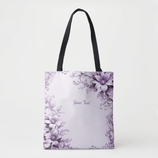Stijlvolle paarse bloemen Canvas tas (Voorkant)